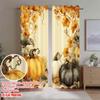 2D Flat Printing 2pcs Curtain Autumn Pumpkins Leaves Border Digital Printed Polyester Drapes All Season Party & Holiday Decor