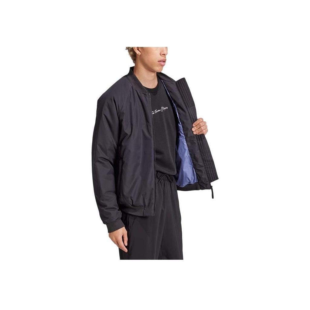 Adidas Logo Casual Comfortable Warm Cotton Jacket Men Jacket Black JN4855