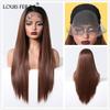 LOUIS FERRE 13x6 Lace Wig Long Straight Light Blonde Wigs with Dark Root for Women Daily Party Cosplay Wedding High Density