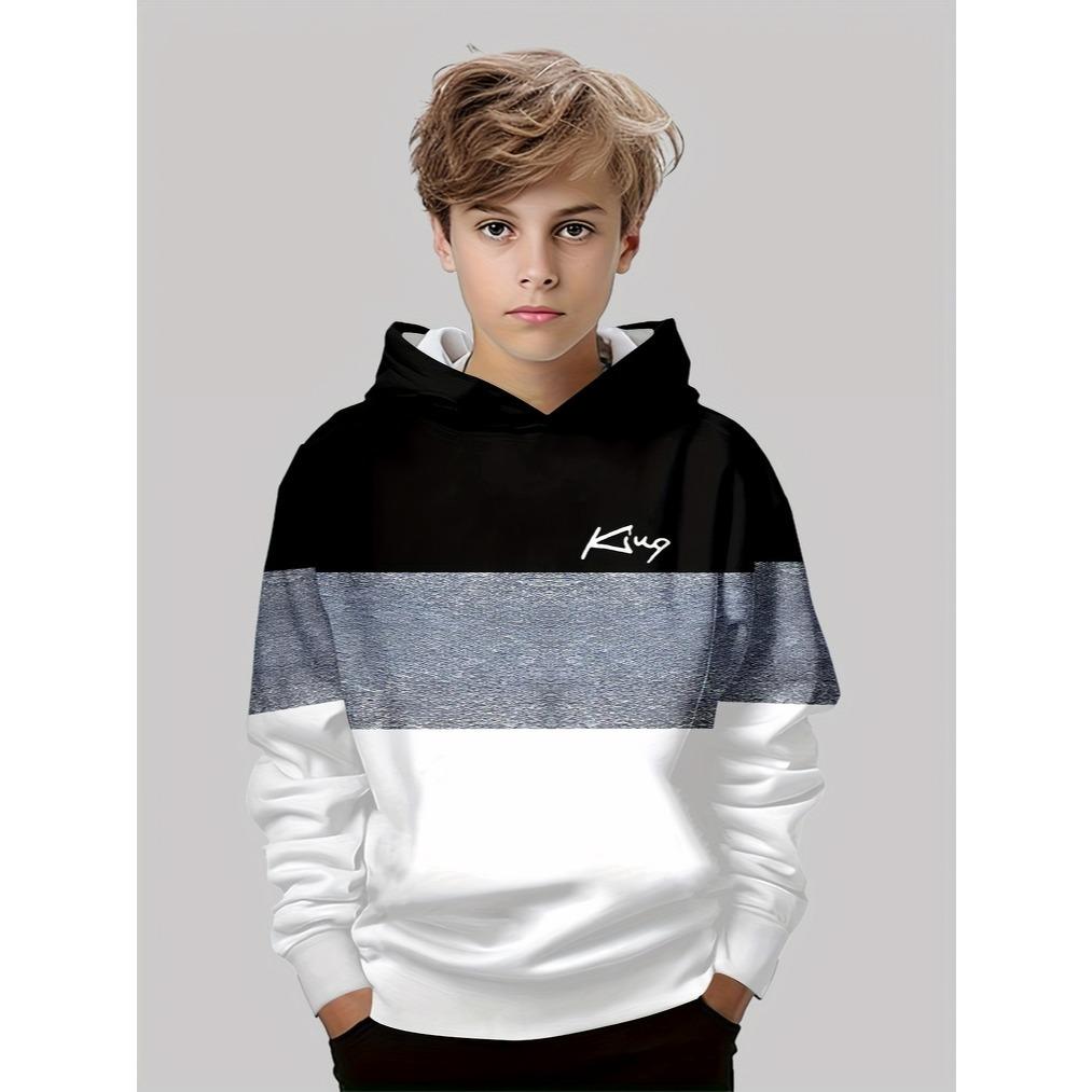 New Cool Boy Cartoon Tiger 3D Printed Boys' Casual Long Sleeve Hoodie, Suitable for Boys' Outing In Spring and Autumn