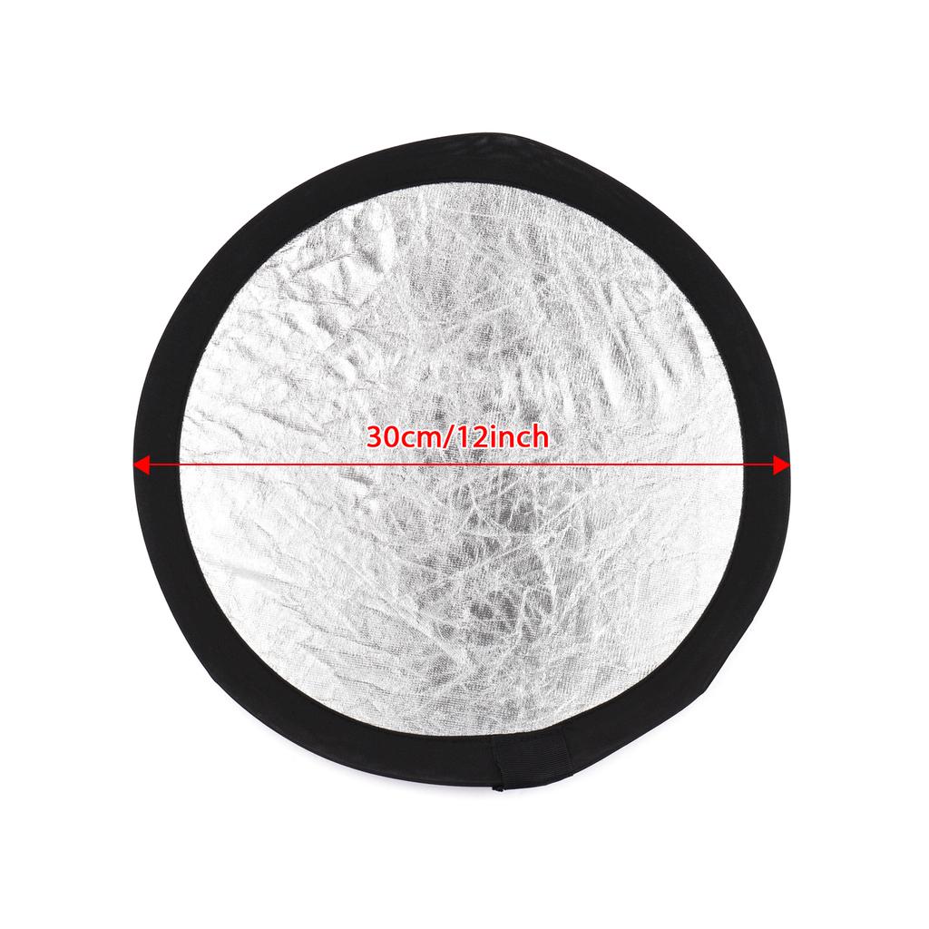 2 in 1 Silver and Gold Light Reflectors for Video, Portable 30cm Round Photography Reflector for Studio with Carry Bag, Great Helper Tool for