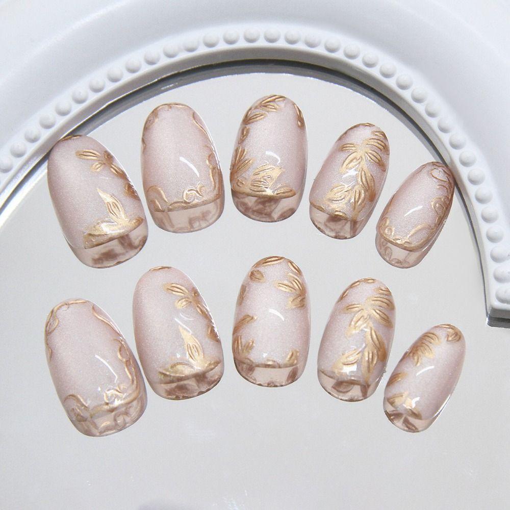 24pcs Cat Eye False Nails French Nail Tips Manicure Fake Nails  DIY