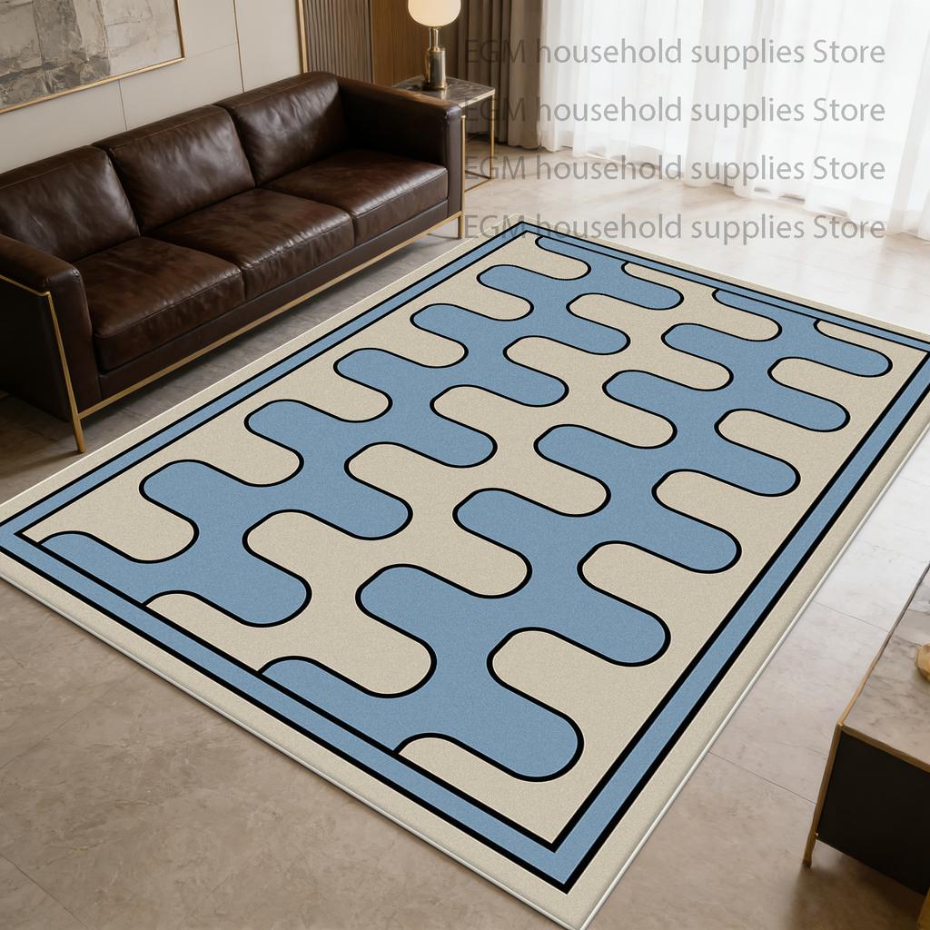 Modern Style Carpet Simple Bedroom Decor Bedside Trendy Art Indoor Floor Mat Plaid Easy Cleaning Non-slip  Soft Rug Customizable