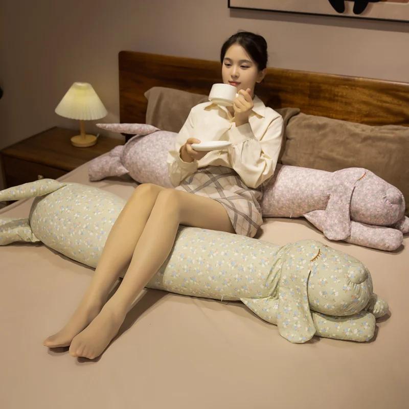 Floral Printing Puppy Cuddly Hurl Bolster Pure Cotton Filled Long Cushion Comfortable Sleepy Pal Pretty Sleeping Space Ornament