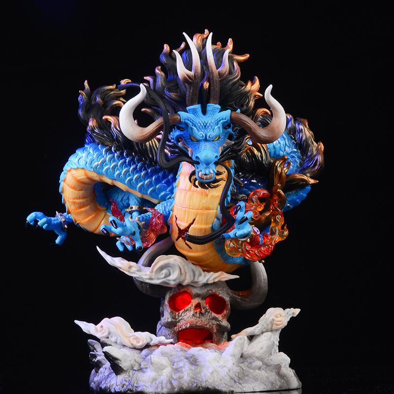 22cm One Piece Anime Figure GK Kaido Dragon Form Four Emperors With Lamp PVC Action Figure Model Dolls Antistress Toy For Gift