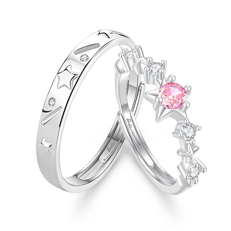 Barbie ring [Pink Limited Edition* True Love Protection] Sparkling love ring, bestie ring, simple and versatile niche design, open Ba2512009 розовый