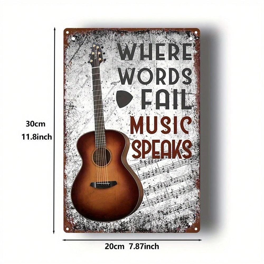 Vintage Guitar Music Tin Sign Metal Wall Decor Plaque 8x12 Retro Bar Garage Man Cave