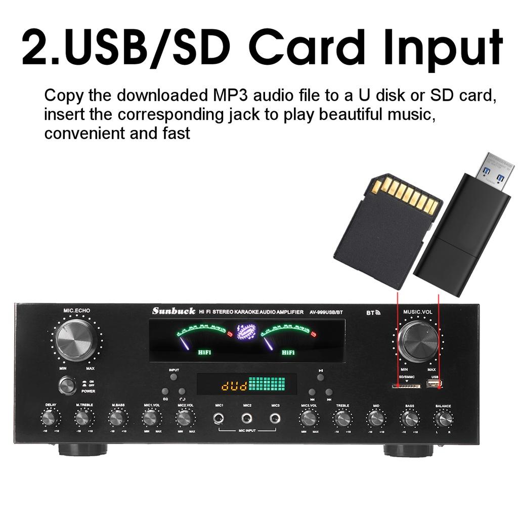 3000 W 7-Kanal-Bluetooth-Audio-Leistungsverstärker 110 V 220 V AV-Verstärker-Lautsprecher mit Fernbedienung, unterstützt FM, USB, SD-Karten