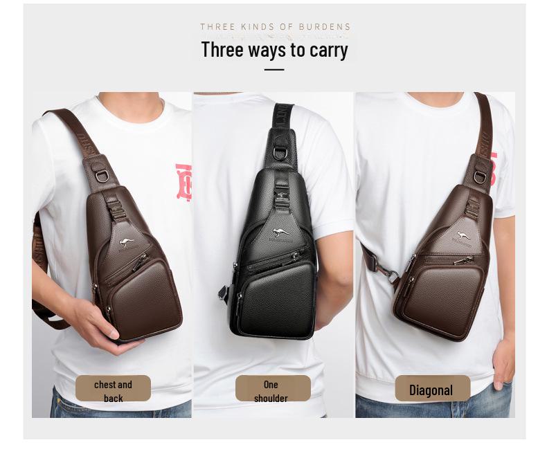 BOLINDAISHU Men's Genuine Leather Cowhide Chest and Messenger Bag