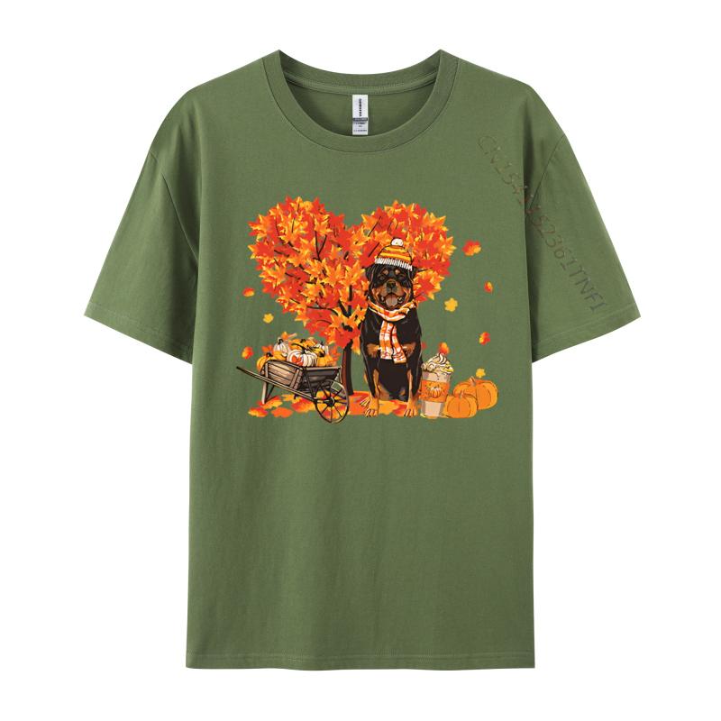 Rottweiler Rottie Autumn Tree Fall Tshirt Unisex Printed Tshirts Gifts Tees Shirt Male Cotton Clothing