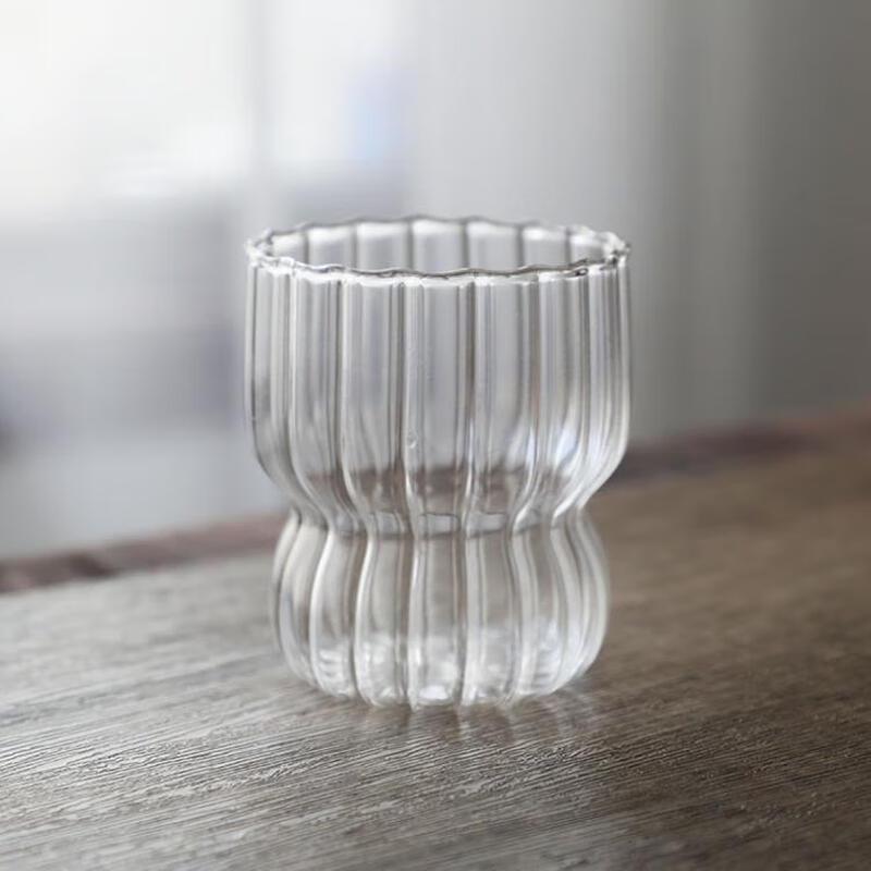 Qi Tai Transparent Striped Glass Drinking Cups (Set of 2)
