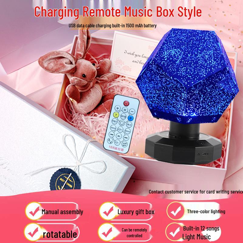Four Seasons Rotating Starry Sky Projector Lamp - Romantic Constellation Night Light