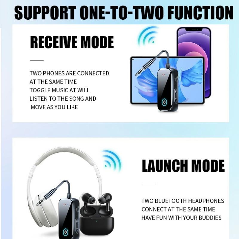 Bluetooth 5.4 Audio Transmitter and Receiver 2 In 1 Wireless 3.5mm Aux Audio Adapter Bluetooth Transmitter for TV Car Headphones