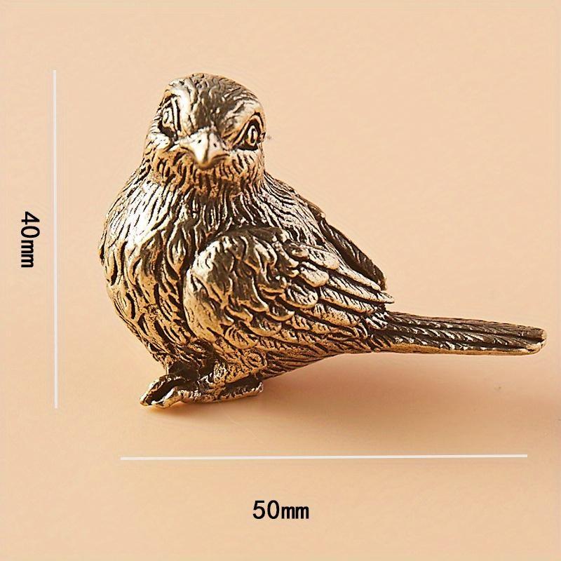 1 PC Vintage Solid Brass Jewelry Antique Small Sparrow Handle Piece Miniature Sparrow Tea Favor Antique Brass Bird Sculpture