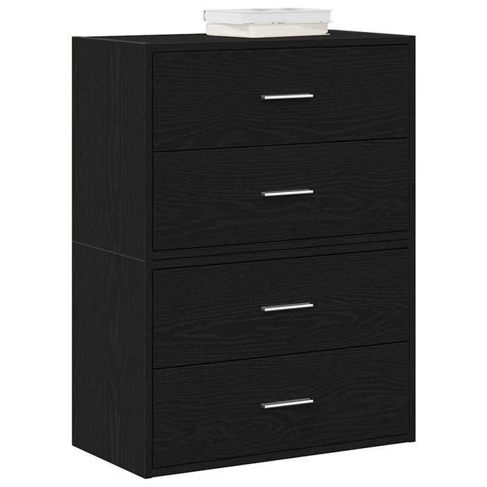 VidaXL Cabinets with 2 Drawers 2 Pcs Black Oak Engineered Wood, Storage Cabinet, Buffet, Sideboard Cabinet, Cabinet 858824