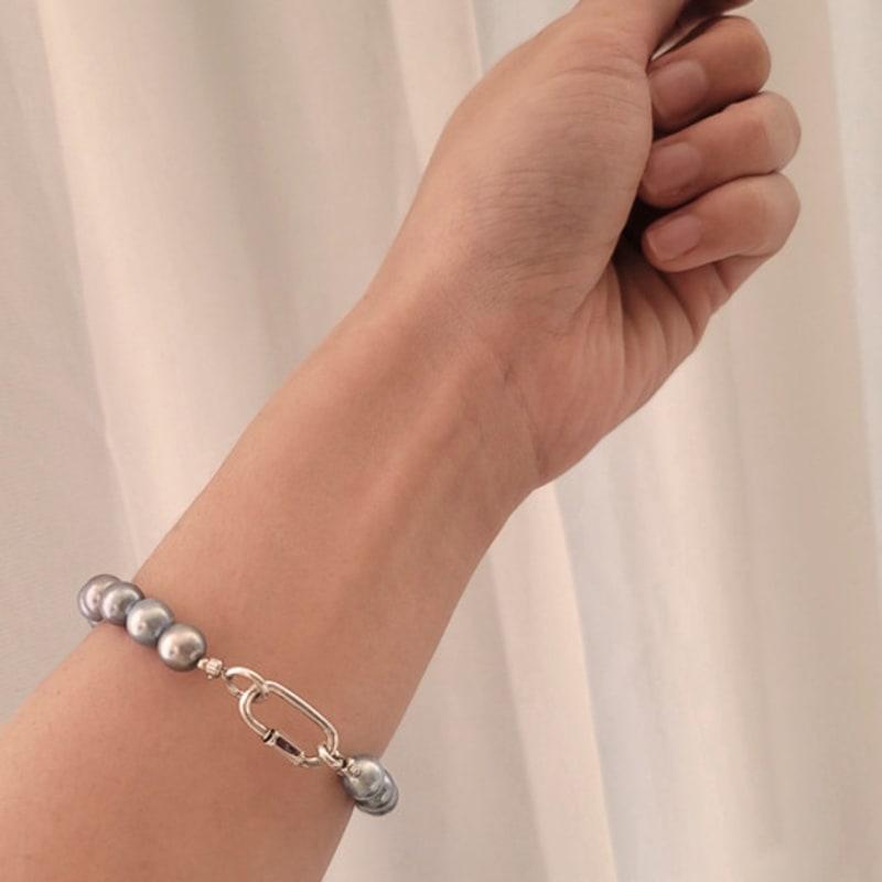 jewelCOUNTY Pink Snow Pearl Bracelet 925 Silver