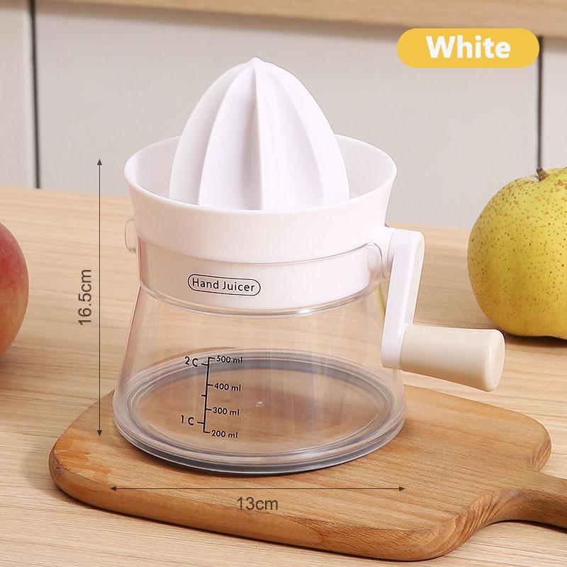 Easy Juicer Hand Cranked Fruit Squeezer Built-in Measuring Cup and Filter for Orange Lemon and Grapefruit Practical Kitchen Tool