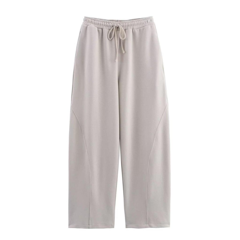 2025 Spring Women's European & American Style Poplin Patchwork Sweatshirt with Casual Long Pants