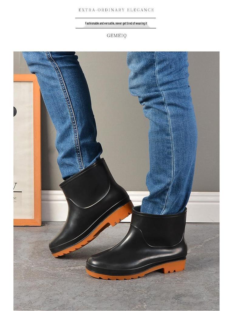 Men's High-Top Waterproof Military Rain Boots with Non-Slip Sole and Labor Protection Rubber Overshoes