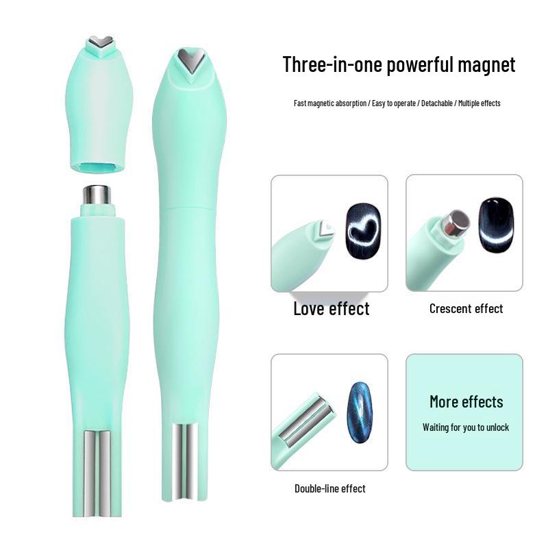 Multi-functional Heart Shape Cat Eye Nail Art Magnet with Snake Pattern