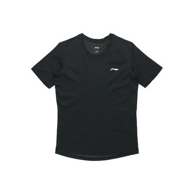 Li Ning Sports Treniņu Ātri žūstošs Elpojošs Adīts ar apaļu kakla izgriezumu Taisns T-krekls Vīriešu Topi Melns ATSQ365-2
