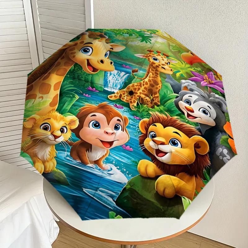 1PC Jungle Animals Umbrella-8-Rib Reinforced, Automatic Open, Lightweight & Durable, Fashion Accessory for Outdoor, H0413