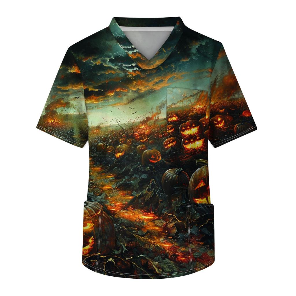 Pánské tričko s krátkým rukávem a výstřihem do V na hrudi