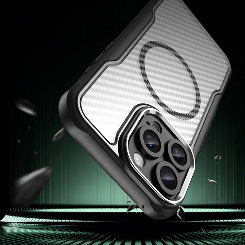 Fundas For iPhone 16 Pro Max For Magsafe Magnetic Carbon Fiber Phone Case For Apple 15 14 13 12 11 Pro Max 16 Plus Wireless Charging Magsafing Cover