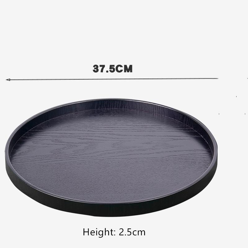 Round Wooden Pallet, Multifunctional Storage Plate, Tea Tray,Food, Bread Pan, Household Kitchen Supplies, Black, Brown, 21-37cm