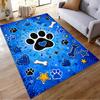 Blue Paw Print with Stars and Bones Theme Rug, Non-slip rug suitable for living room and bedroom sofas.