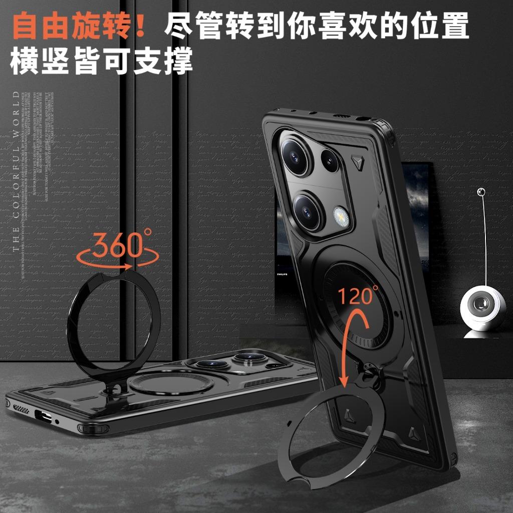 For Magsafe Phone Case For Xiaomi Redmi Turbo5 Max Turbo4 Note 13 14 15 Pro+ Plus 5G 14S 13R 360° Magnetic Ring Holder Cover