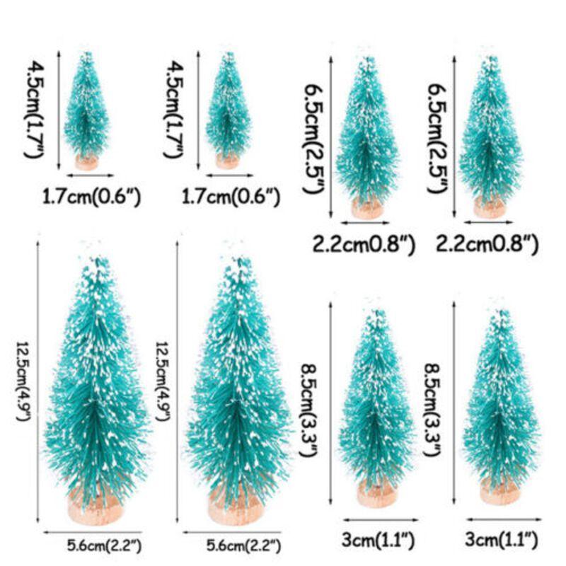 Christmas 8pcs Miniature Tree Mini Pine Frosted Sisal Trees Xmas Ornaments Decor