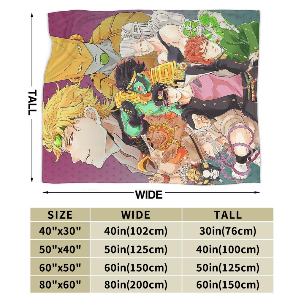 Joseph Joestar Kujo Jotaro Dio Fleece Throw Blankets Bizarre Adventure Blanket for Bed Outdoor Lightweight Bedroom Quilt