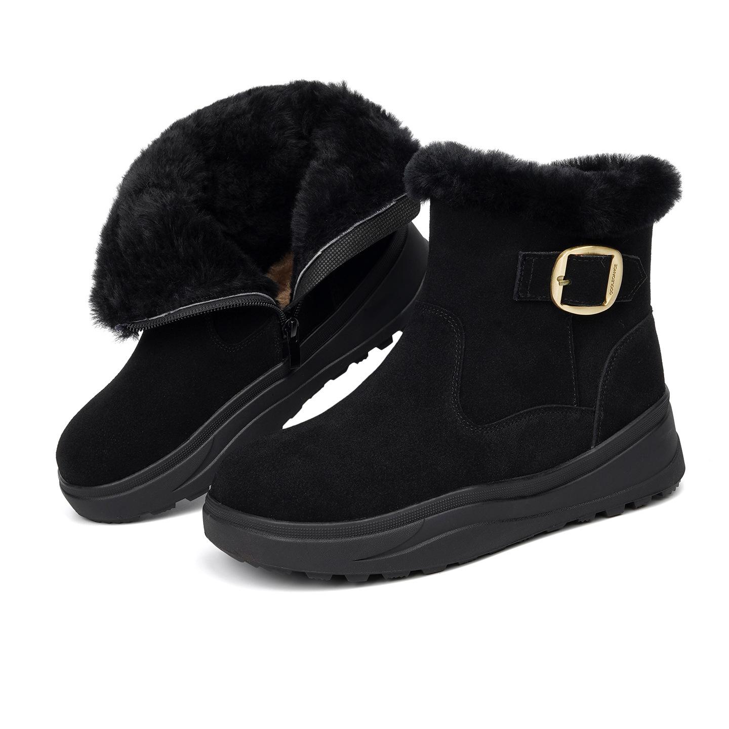 

Женские зимние ботинки из натуральной кожи с шерстяной подкладкой - Нескользящие, Очень теплые, На плоской подошве, Короткие, Морозостойкие. 39