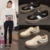 Color Matching Women's Leather Thick-soled White Shoes Autumn New Light-mouth Lace-up Casual Sports Shoes