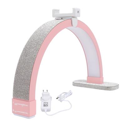 20W 16 Inch Half Moon Nail Desk Lamp 3200 To 5600K Touch Control Stepless Dimming Rhinestones Nail