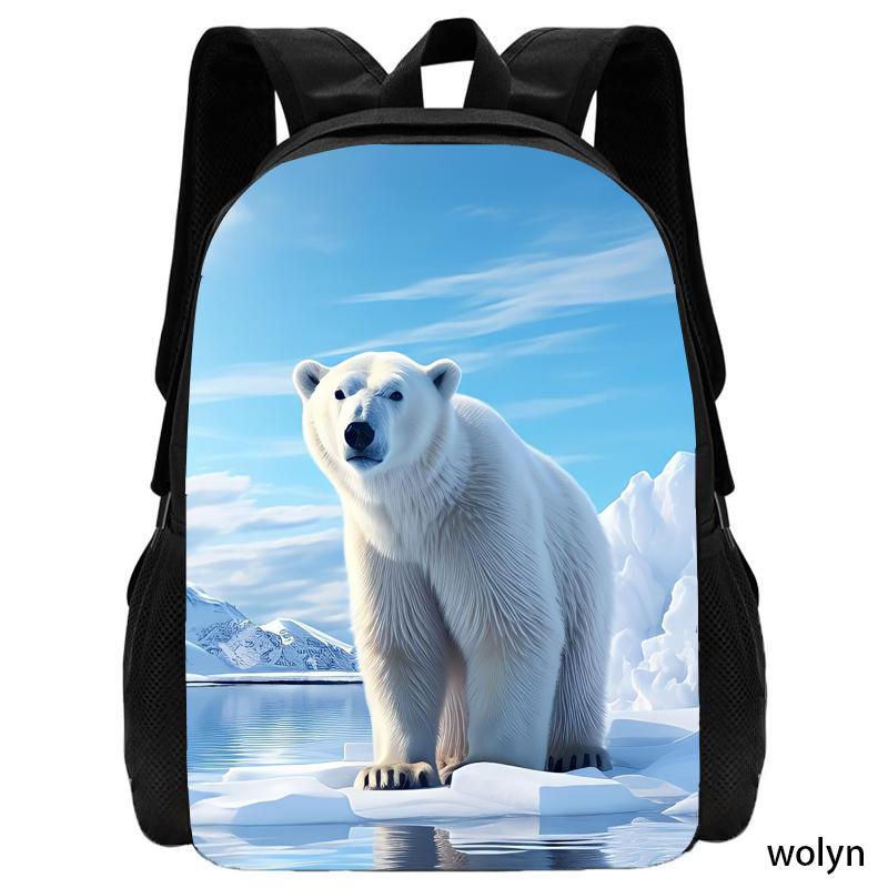 

Рюкзак с изображением белого медведя для детей, школьные сумки с изображением животных для мальчиков и девочек, легкий школьный рюкзак с мультяшным принтом, детские сумки с 3D-принтами 15 inches