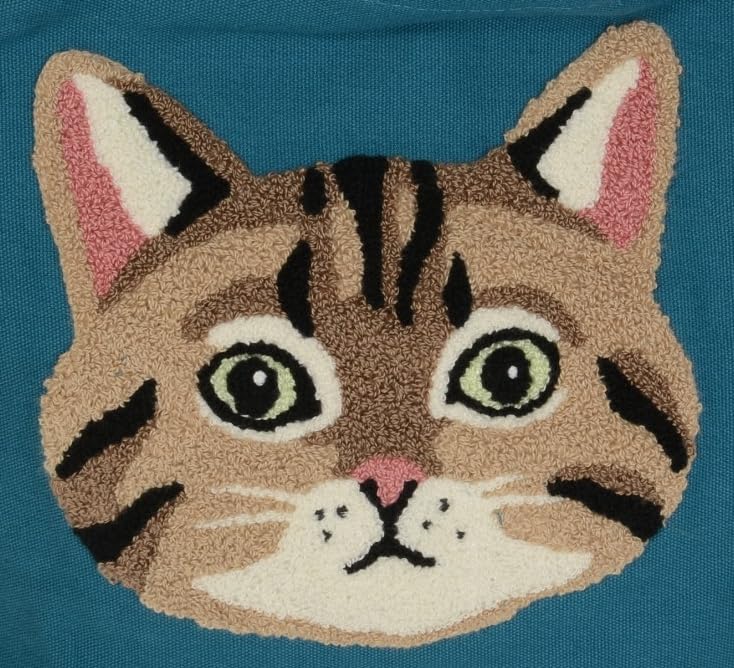 Friends Hill ouaf ouaf & miaou marché Sagara Embroidered Gussetless Tote Bag, Tiger Cat Design, 912052