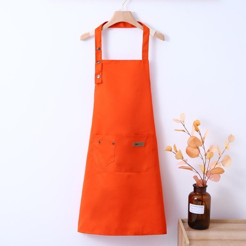 Waterproof Kitchen Apron Adjustable Straps Oil-Proof Waiter Apron Pure Color Stain-Resistant Cooking Apron for Restaurant