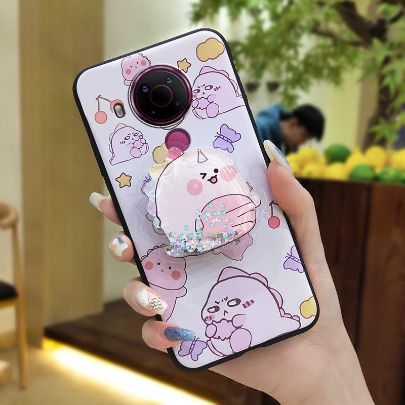 Quicksand Kickstand Phone Case For Nokia 5.4 Phone Lens Protection Cartoon Soft Case Dirt-resistant Durable Protective