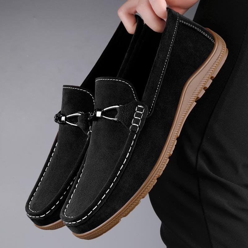 Fashion Brand Comfortable Outdoor Anti Slip Driving Shoes Summer New Men Low Rise Set Foot Suede Leather Soft Sole Casual Loafer