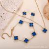 13mm Clover Pendant Necklace Earring Bracelet Set Women 18K Gold Plated Titanium Steel Jewelry Fashion OL Style
