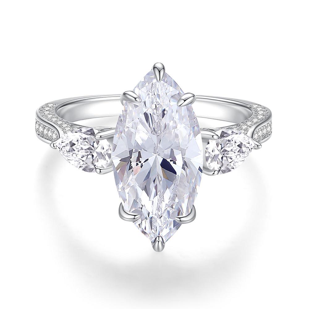Nine Beauty High Carbon Diamond 7 Carat Zircon Marquise Ring for Women In S925 Sterling Silver