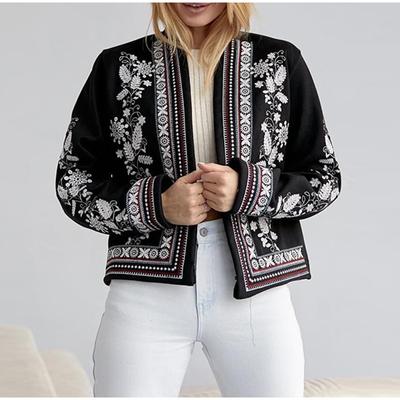 Retro Mode Amerikanischen Taste Baumwolle Mantel Frauen Herbst Winter Gedruckt Patchwork Chic Elegante Kleidung Neue Vintage Langarm Casual Jacke