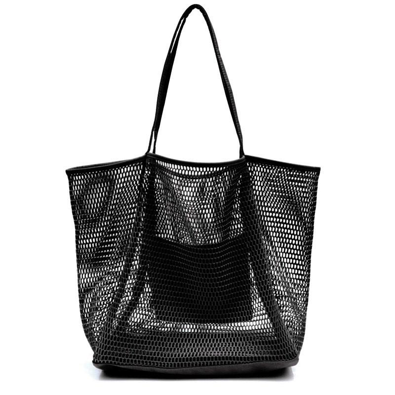 

Travel Bag Foldable Beach Tote With Breathable Polyester For Summer Outdoor Trips чёрный