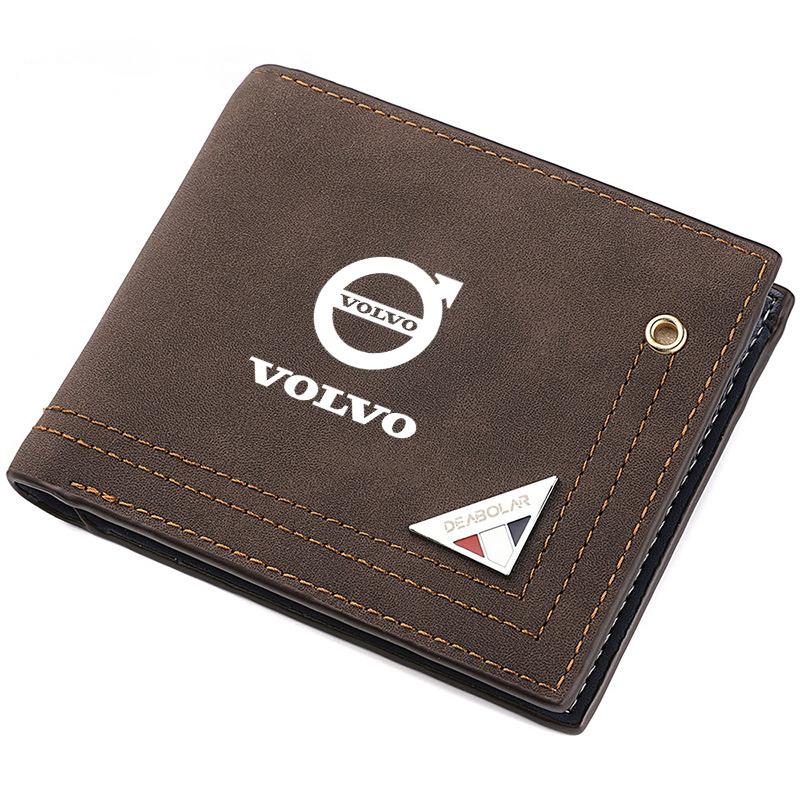 Frosted Leather Car Logos Wallet Coin Pocket Photo Card Men Purses For Volvo XC90 V90 V60 XC60 V40 S80 S60 S90 C40 XC40 V70 XC70