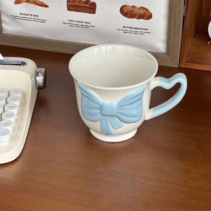 High-value bow ceramic mug for girls' birthday gift, couple drinking cup, girlfriend souvenir gift box
