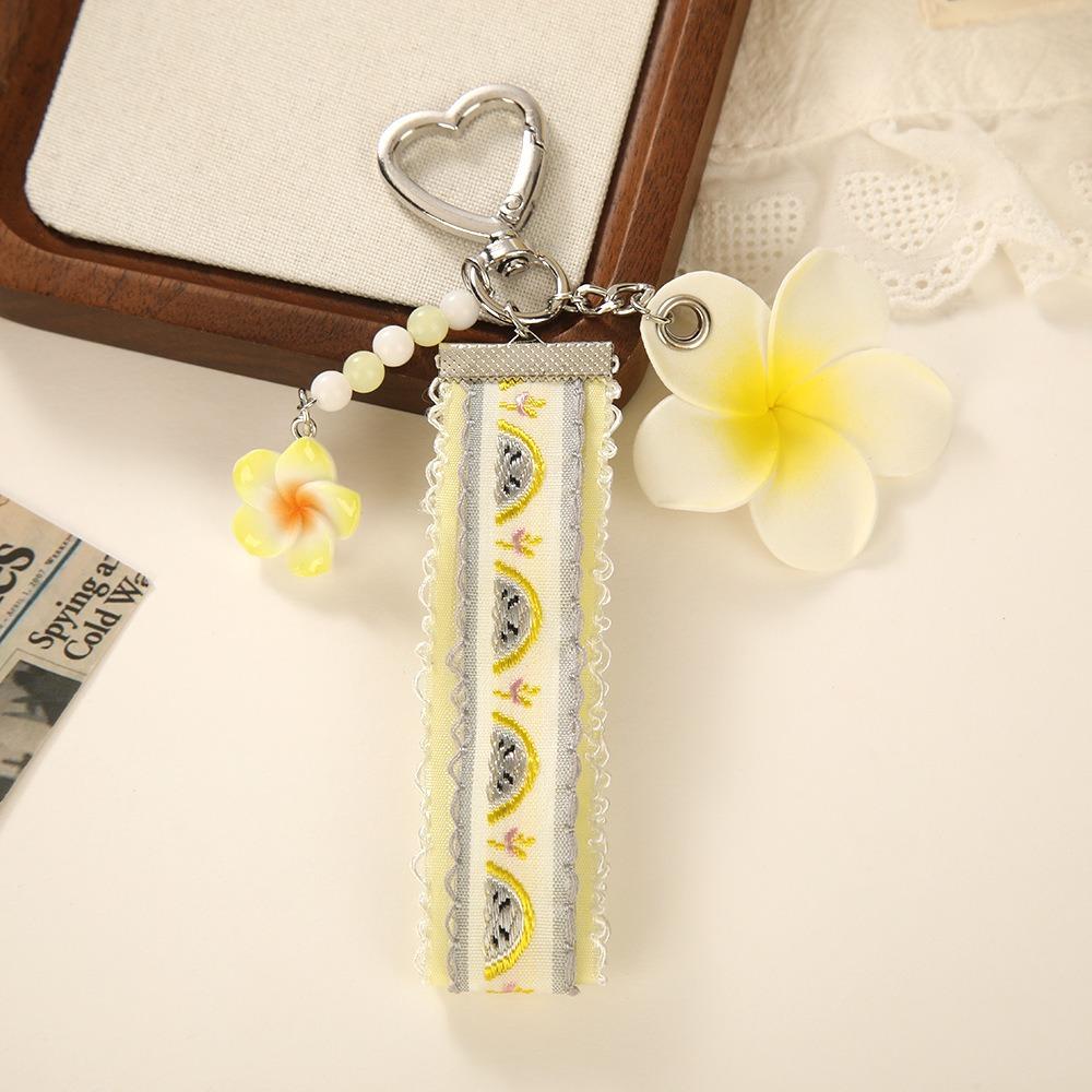 Love Buckle Floral Key Chain Ribbon Flower Pendant Lovely Egg Flower Keychain  Key Keyring серый