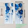Set Of 2 Blue Floral Curtains Bedroom Living Room Study Office Curtain Blackout For Sitting Made Polyester With Rod Pocket