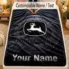 Flannel BlanketJohn Deere Custom Name Text Personalized Soft Warm Throw Blanket Home Decor Gift